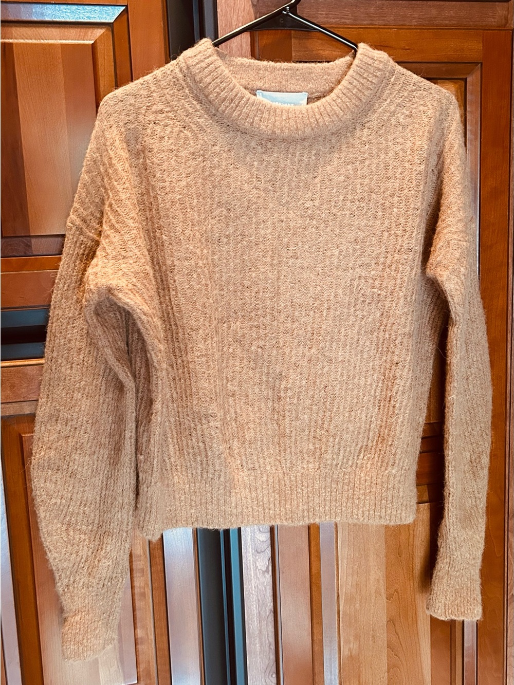 Everlane The Alpaca Ribbed Cocoon Crew Sweater - Tan / Camel - Small